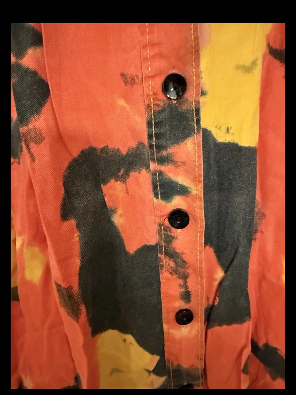 Thrill Jeans Hi Low Tie-Dyed Button Up Shirt Duster XL Destroyed Colorful Cotton - Picture 6 of 13